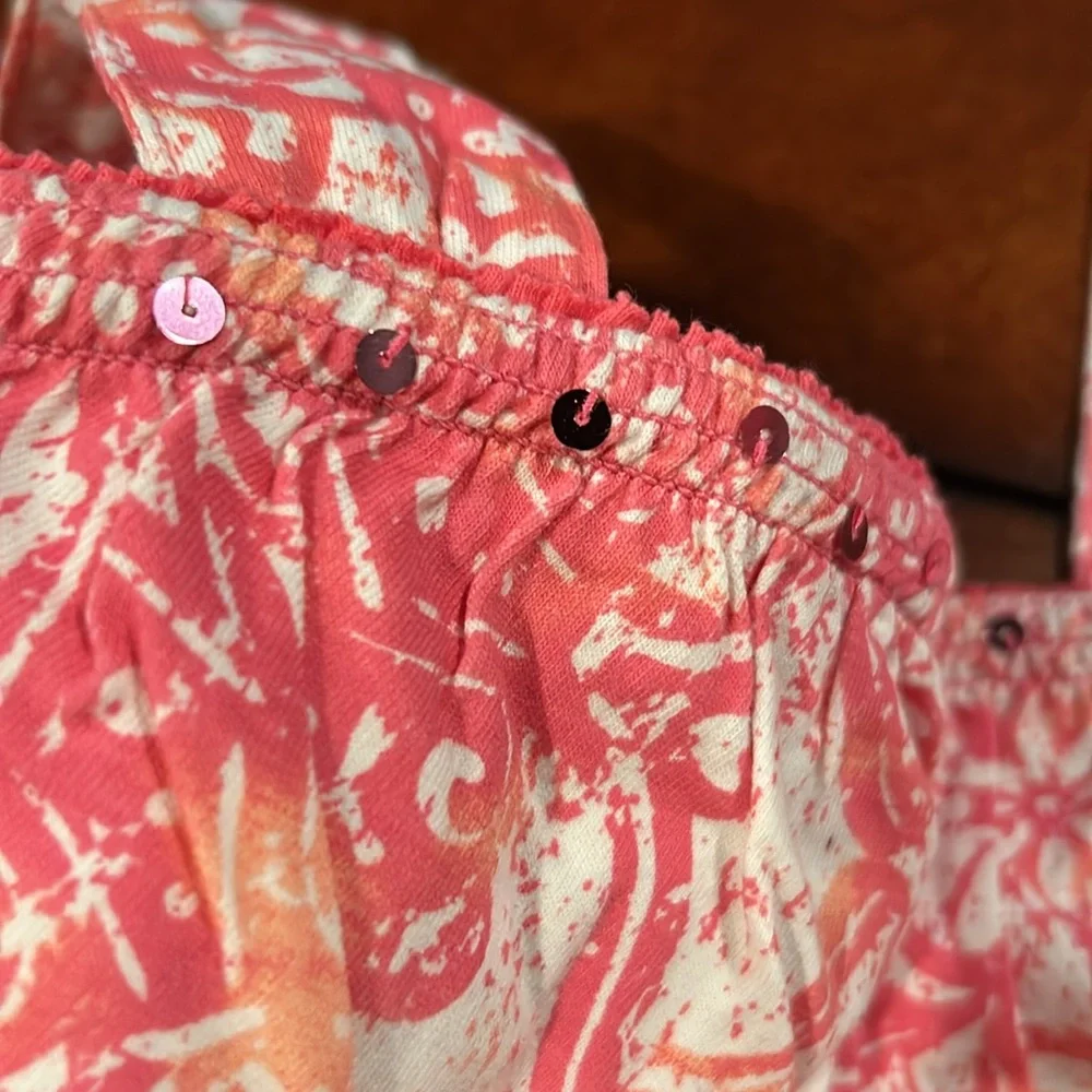 NWT Justice Retail Store Pink Sequin Floral Knit Top Size 14